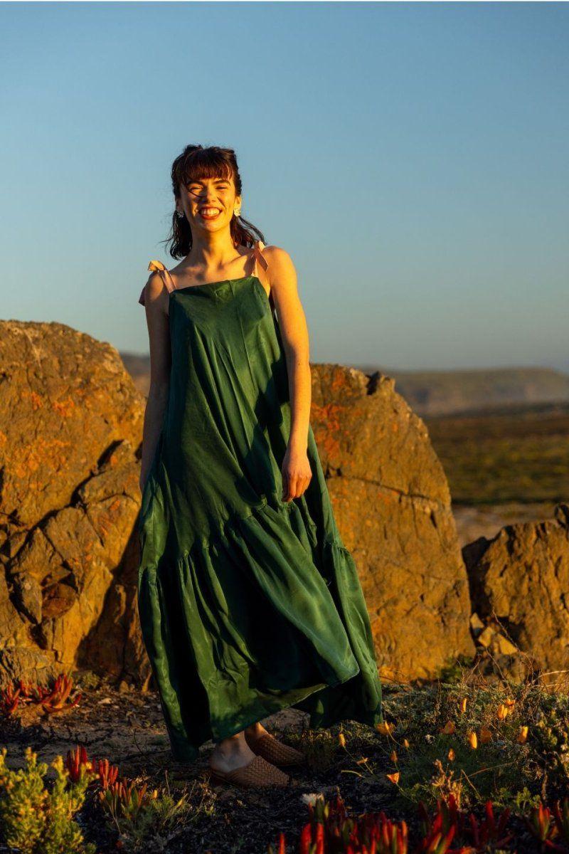 Vestido Pleamar Cupro Verde-1