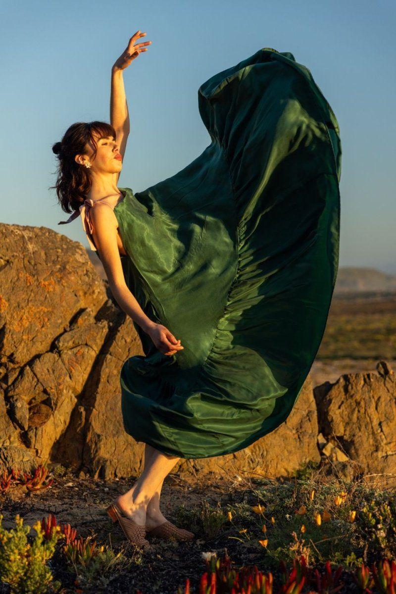 Vestido Pleamar Cupro Verde-2