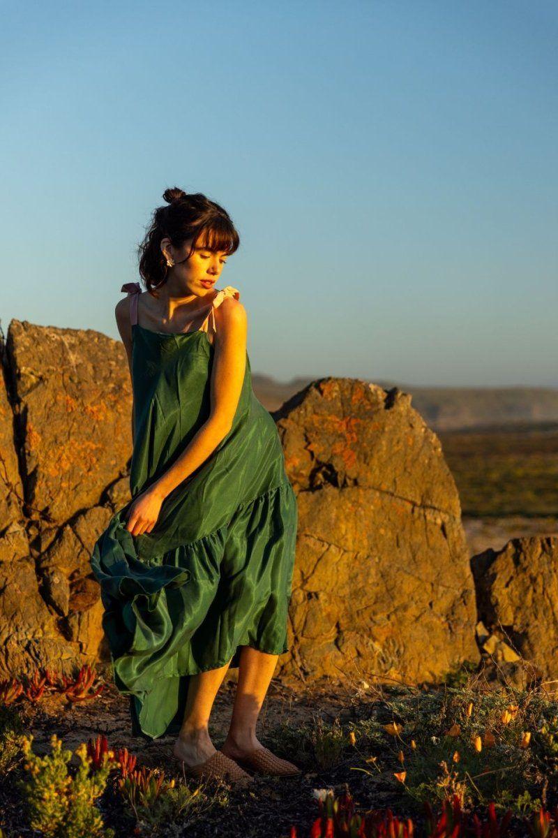 Vestido Pleamar Cupro Verde-4