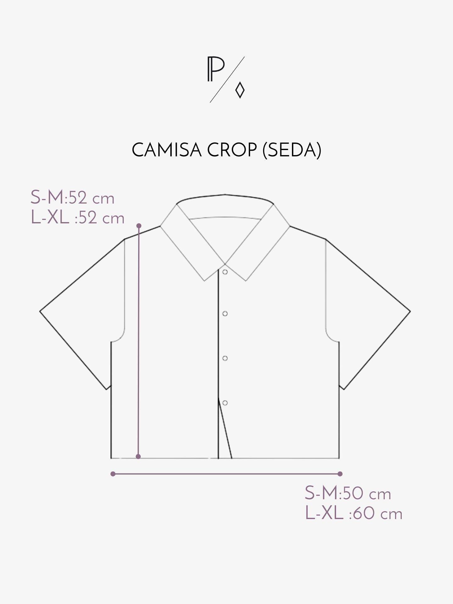 Camisa Crop Seda Azul-4