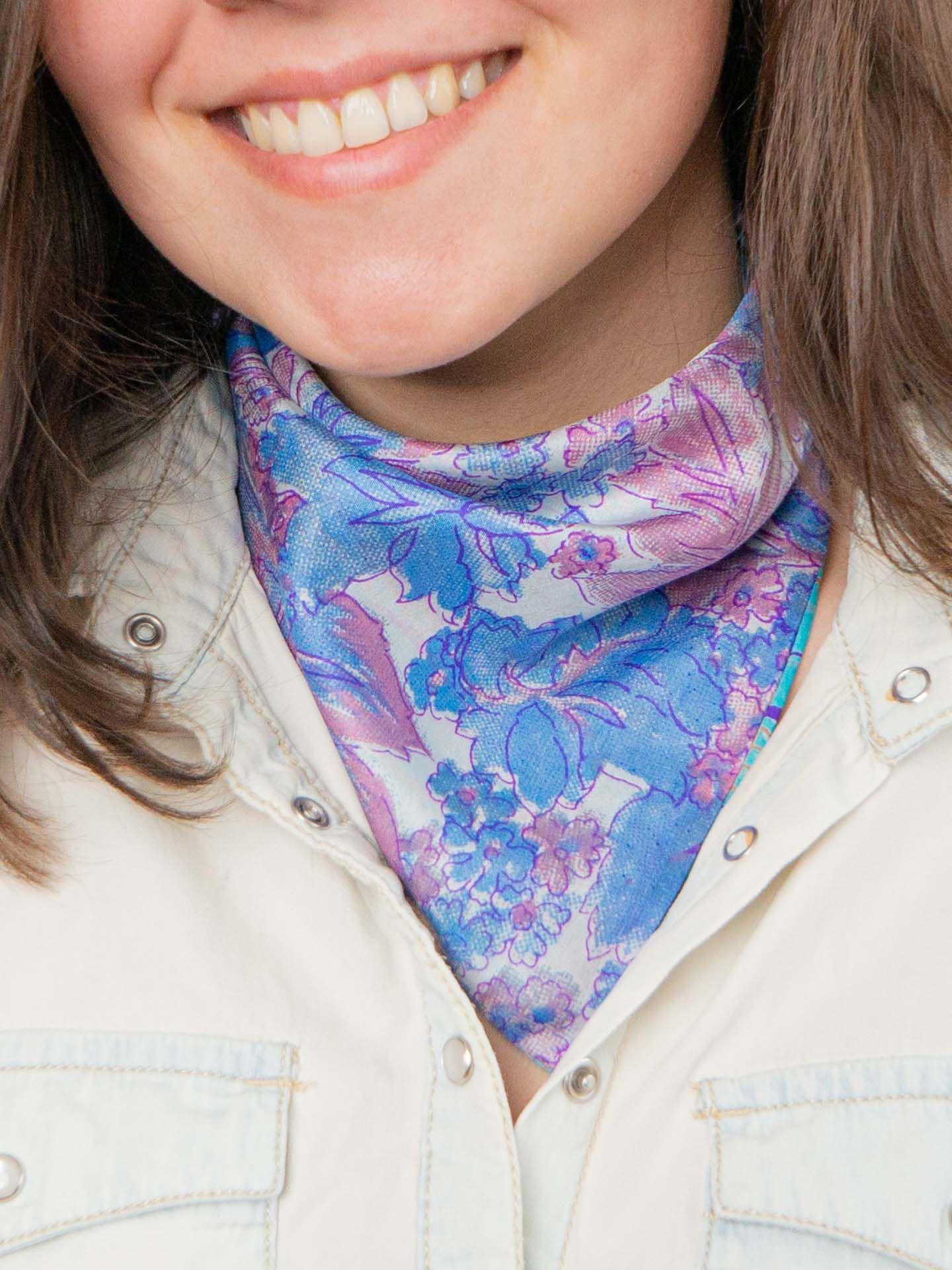 Pañoleta Seda Reversible Floreada-0