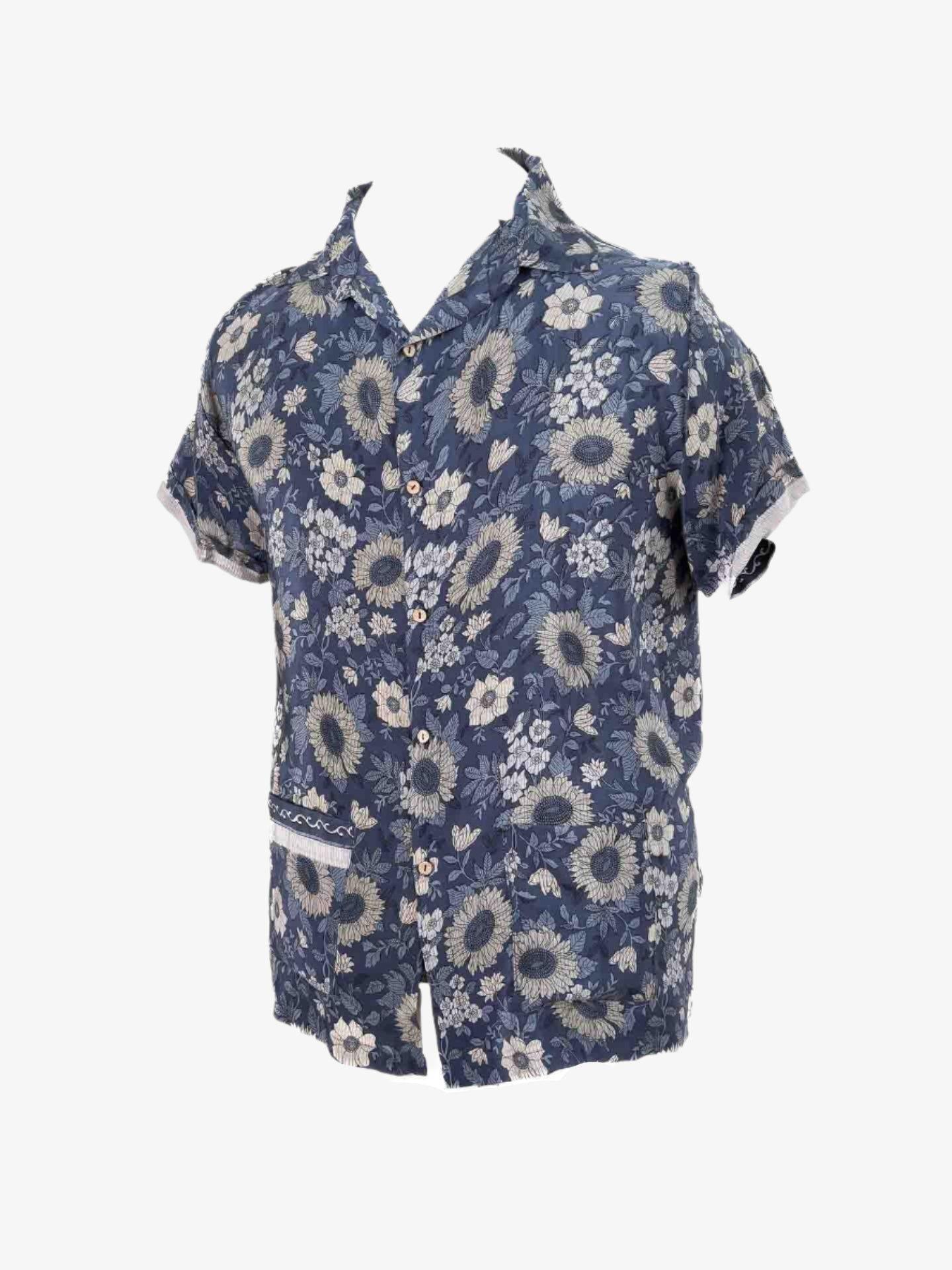 Camisa para Dos Seda Azul-0