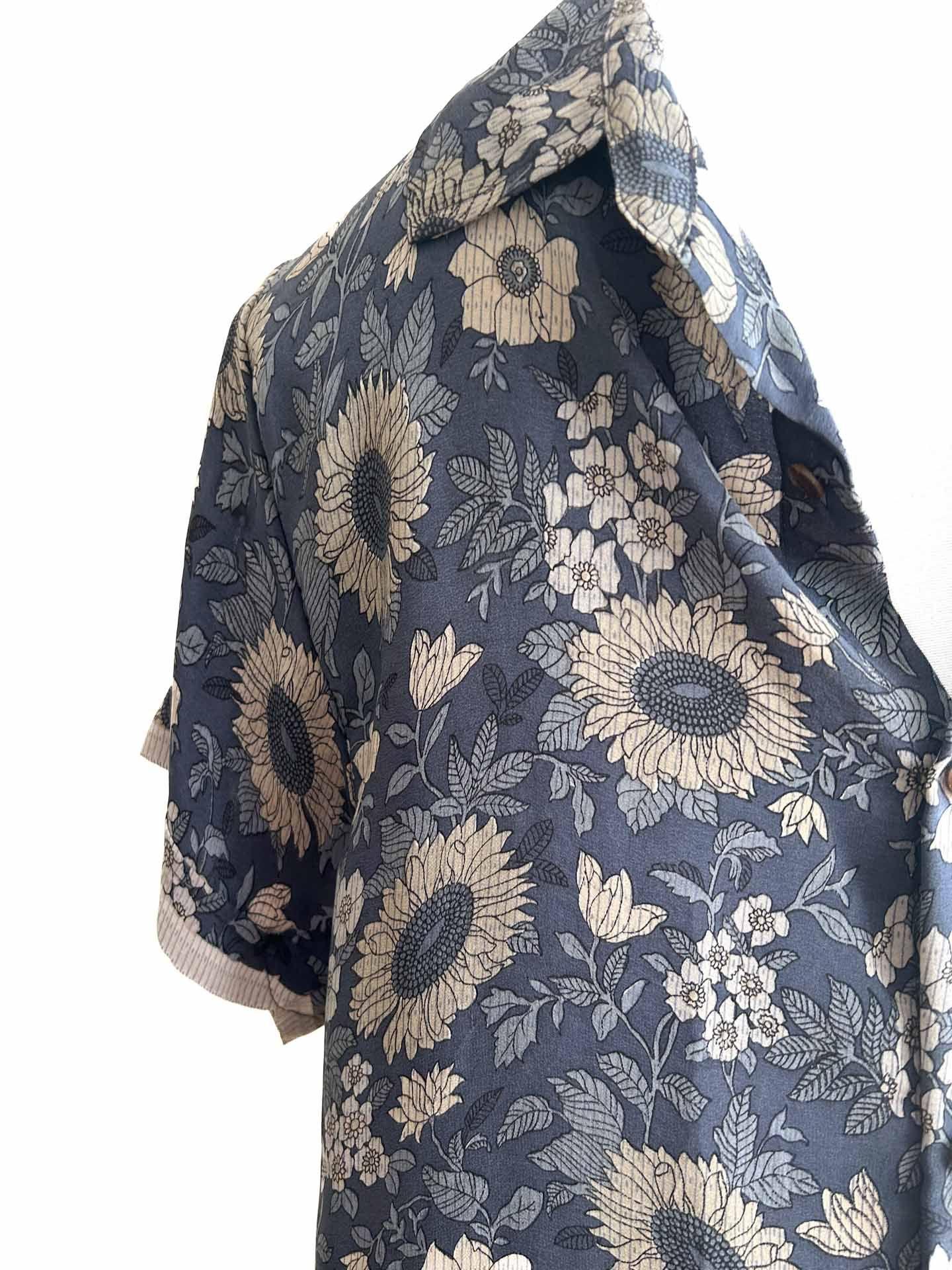 Camisa para Dos Seda Azul-7