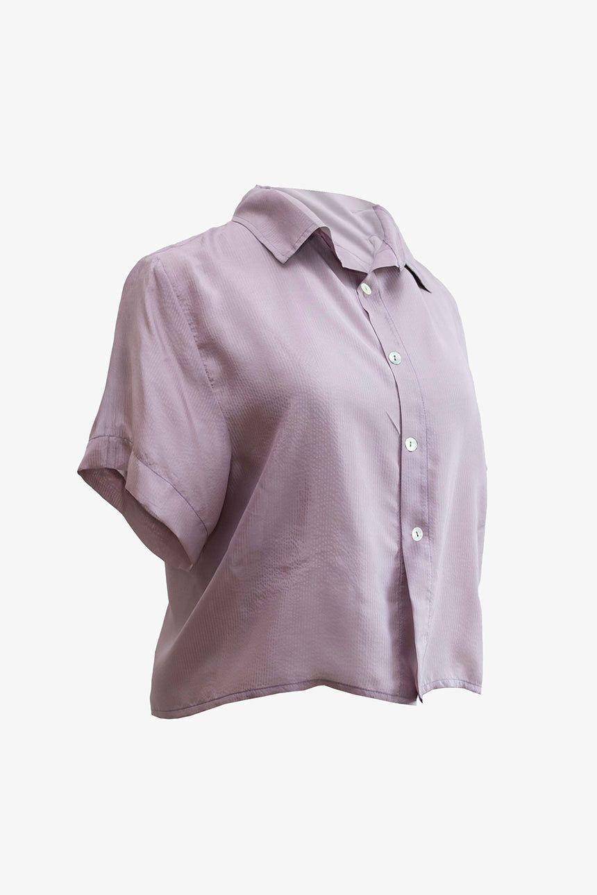 Camisa Crop Seda Lila-0