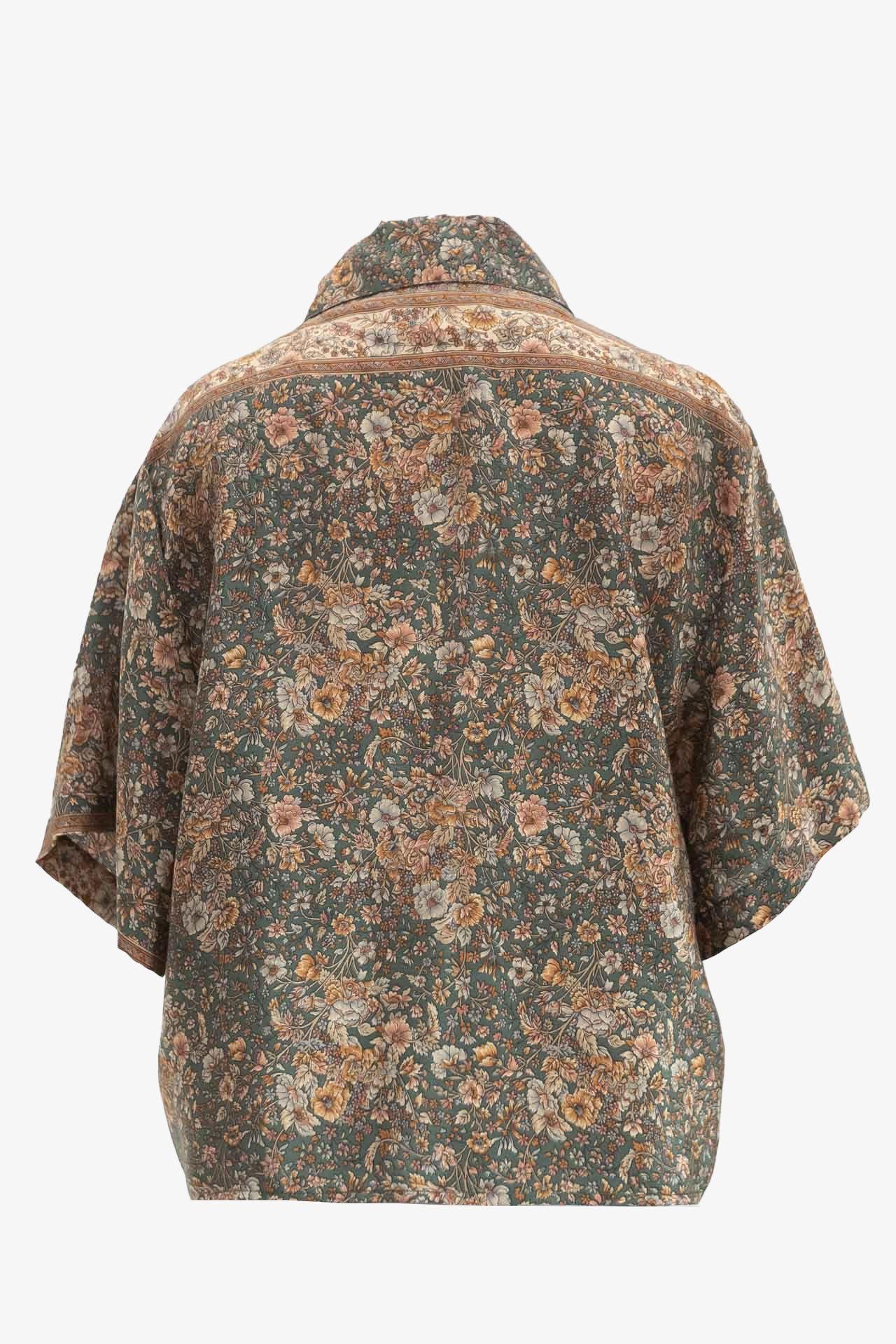 Camisa Crop Seda Verde-3