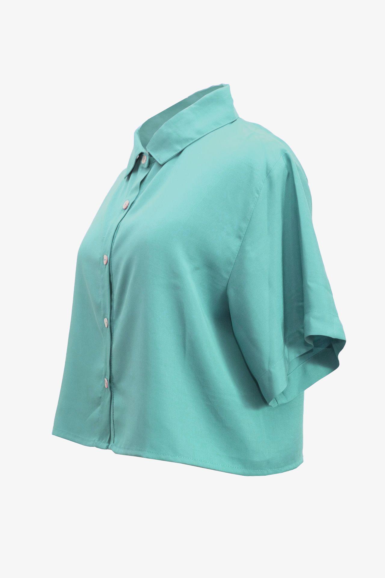 Camisa Crop TENCEL™ Verde agua-2