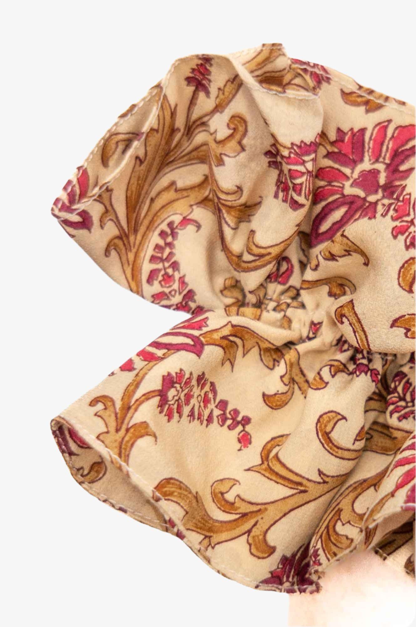 Colet Dalia Seda Beige y Rojo-1