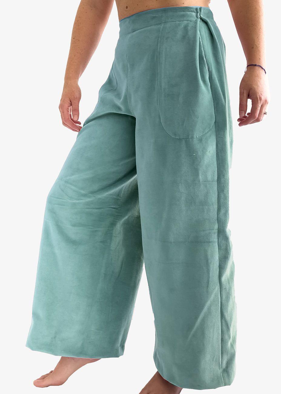 Pantalón Litoral Terciopelo 100% de Algodón Orgánico Turquesa-3