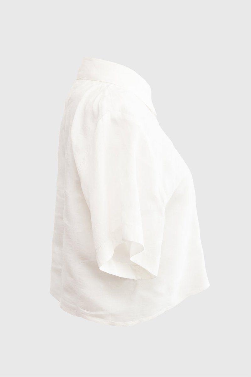 Camisa Crop  Tencel Blanco-3