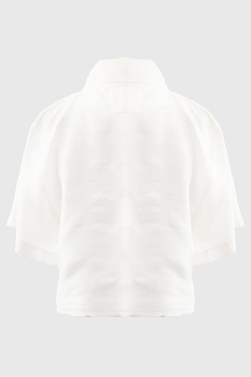 Camisa Crop  Tencel Blanco-4