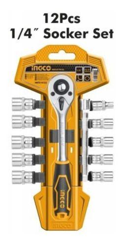 Set Dados Y Chicharra Industrial 12 Piezas 1/4" Ingco Hkts14122-0