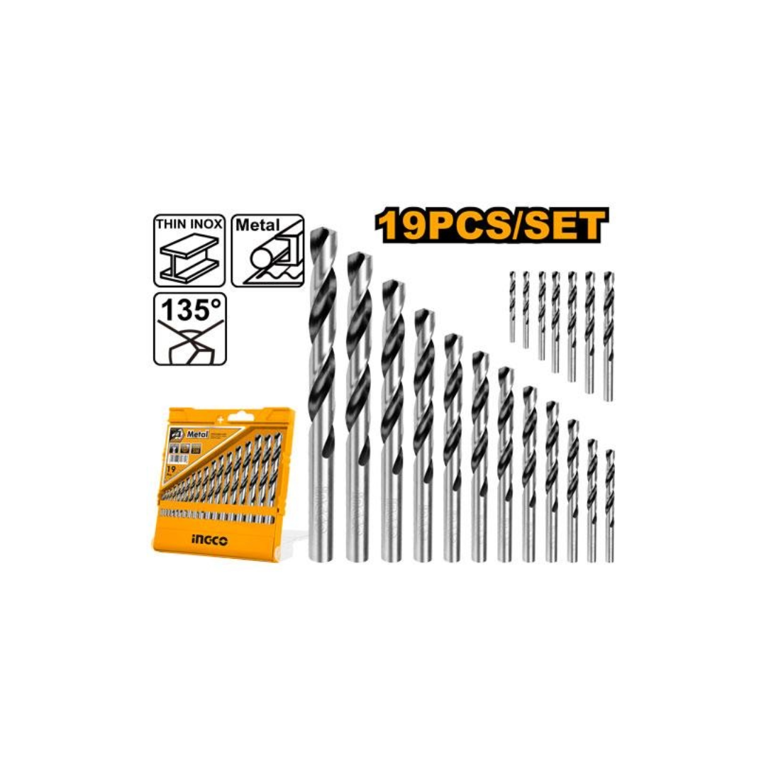 Set Brocas Para Metal 19 Piezas 1-10Mm  Ingco Akdb1195-2
