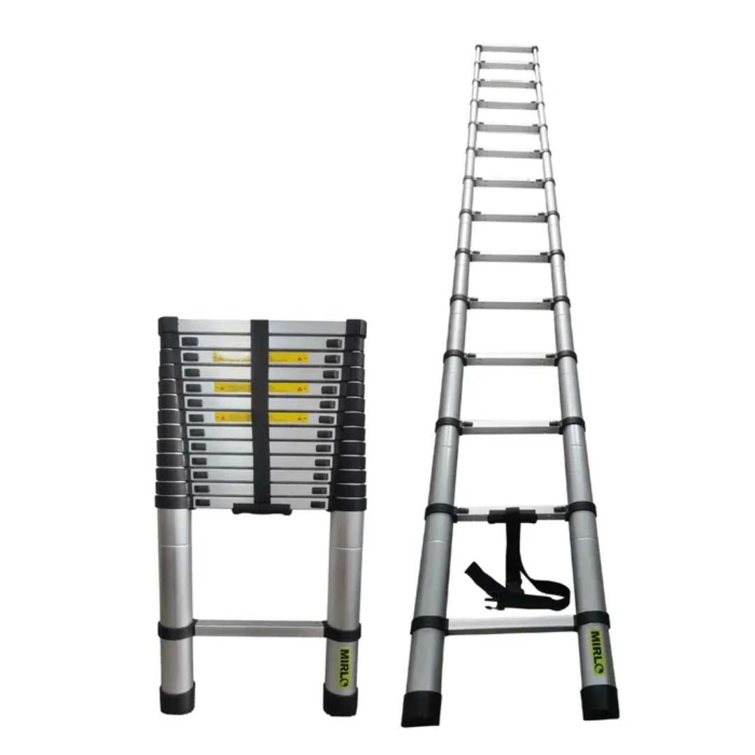 ESCALERA TELESCOPICA MIRLO 12 PELDAÑOS PLEGABLE 150KG 4,1M-0