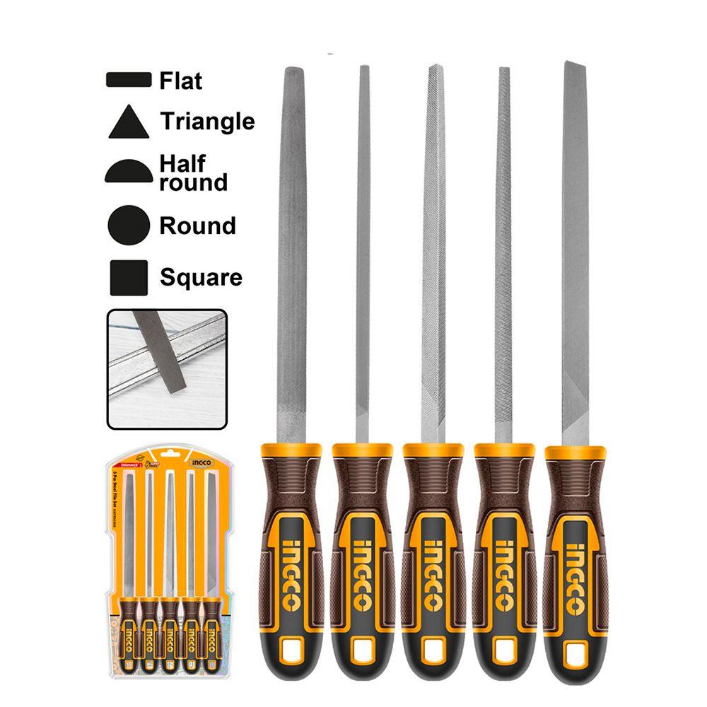 Set Limas Industrial Para Metal 5 Piezas 200Mm/8" Ingco Hktfs0508-3