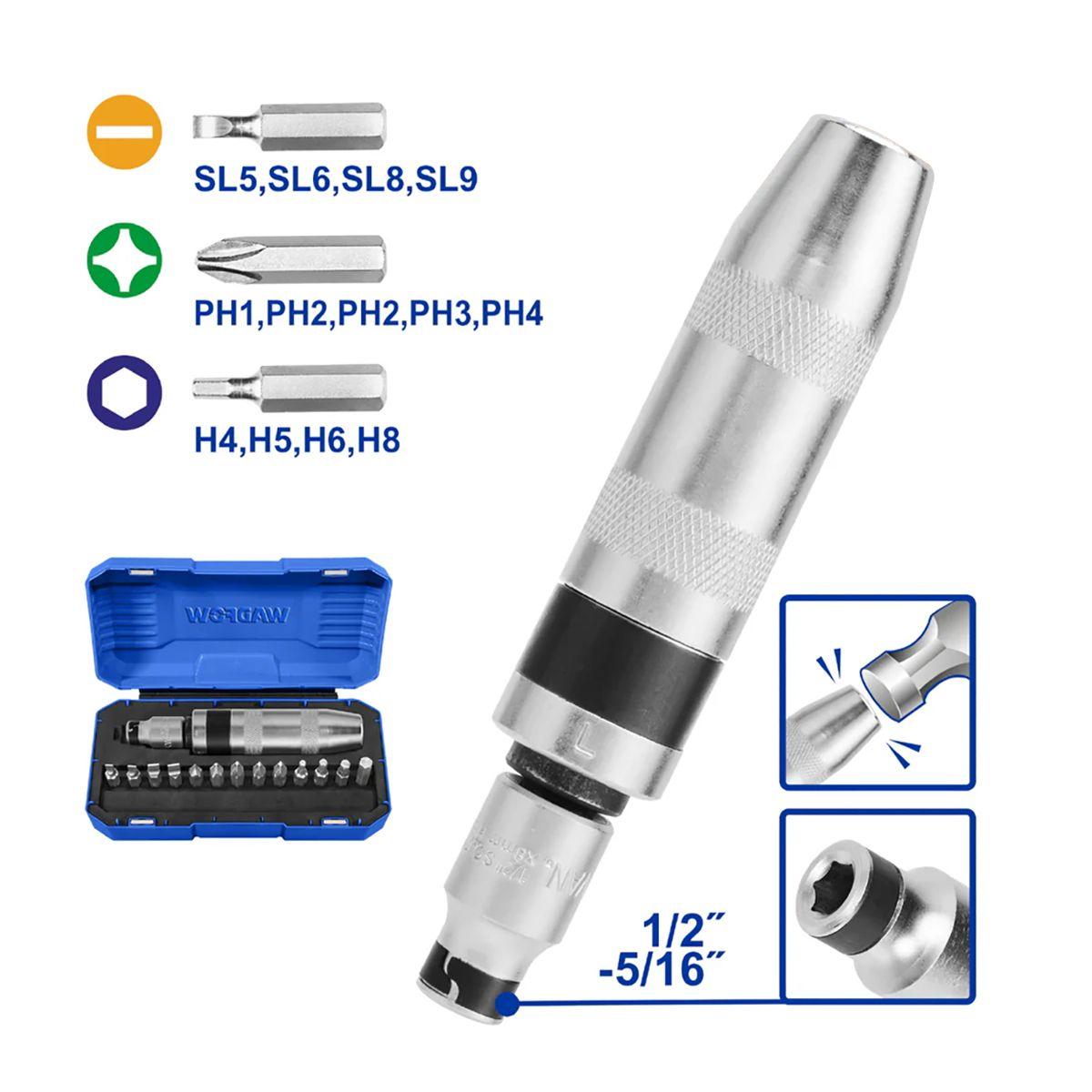 Set Destornillador De Impacto Sl/Ph/H 13 Piezas Wadfow-2