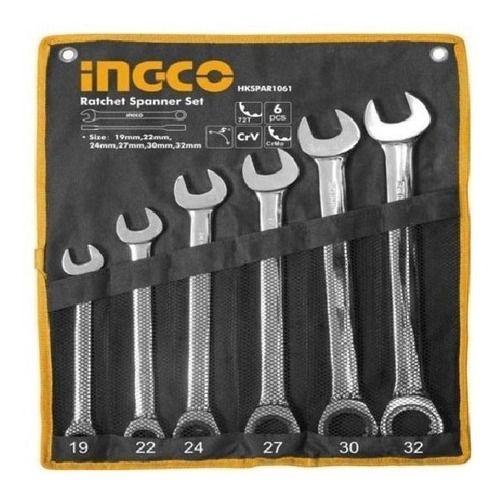 Set Llaves Punta/Chicharra Industrial 6 Piezas 19-32Mm Ingco Hkspar1061-0