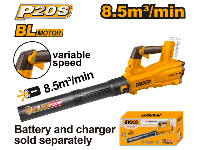 Soplador Bl Inalambrico Vel/Reg 20V 8,5M³/Min Ingco-1
