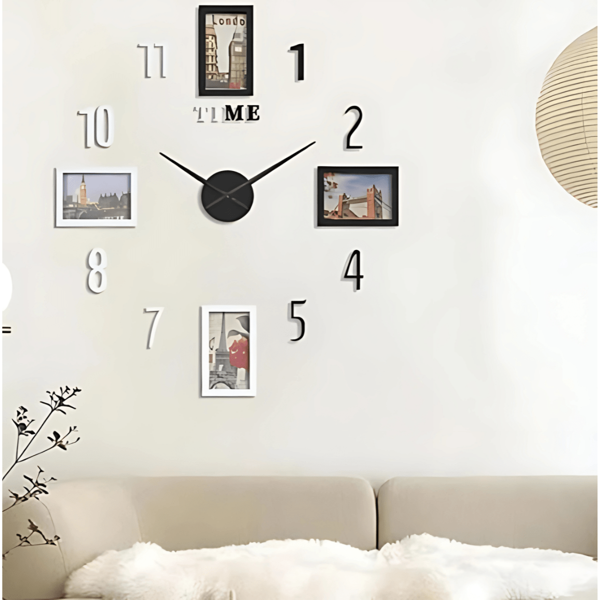 Reloj de Pared 3D DIY con Marcos para Fotos Números Grandes-1