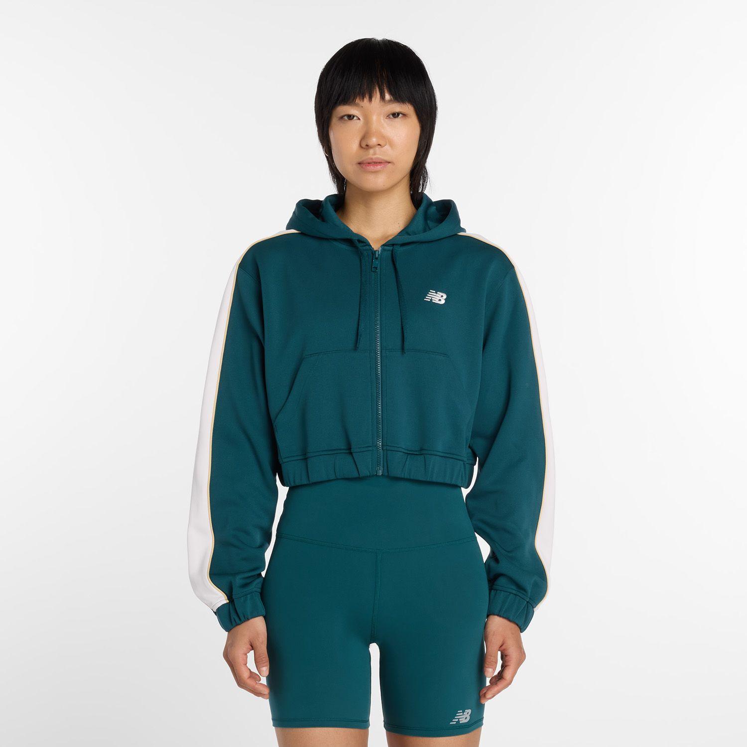 Polerón Lifestyle Mujer New Balance Interlock Full Zip Verde-1