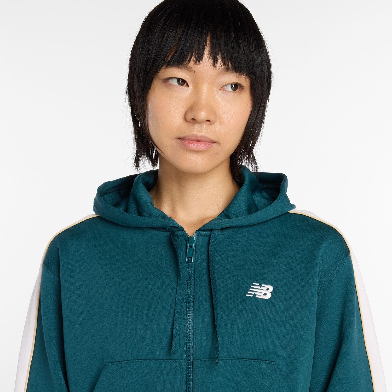 Polerón Lifestyle Mujer New Balance Interlock Full Zip Verde-4