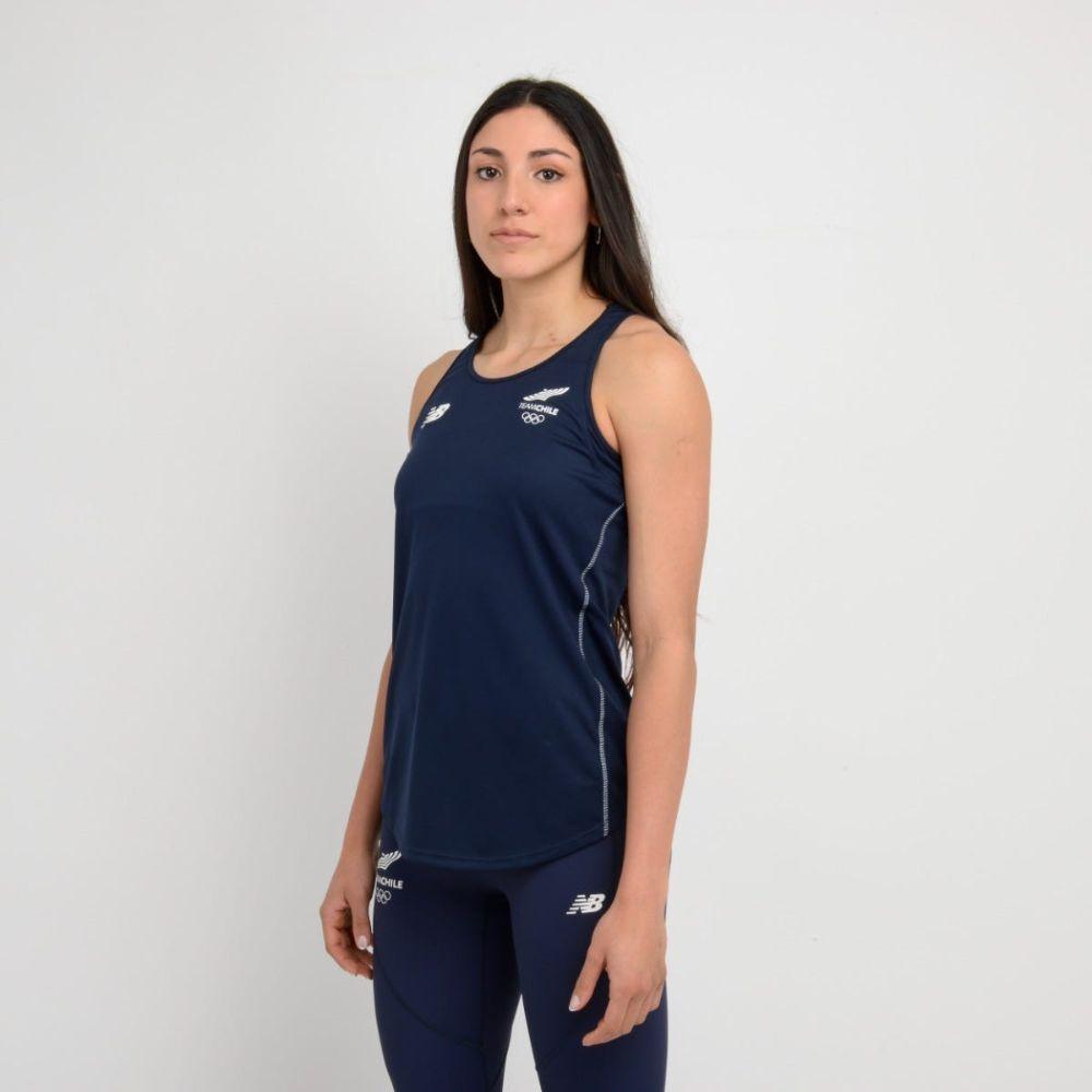 Polera Sin Mangas Running Mujer New Balance Team Chile Azul-1