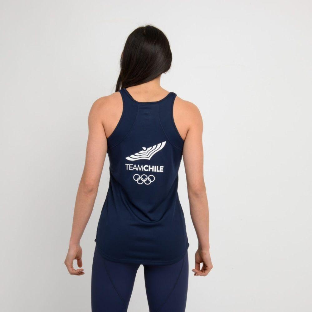 Polera Sin Mangas Running Mujer New Balance Team Chile Azul-2