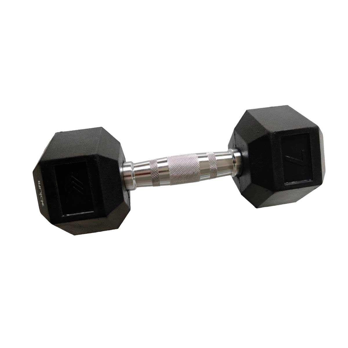 Mancuerna hexagonal entrenamiento Blu fit 7 kg negro-1