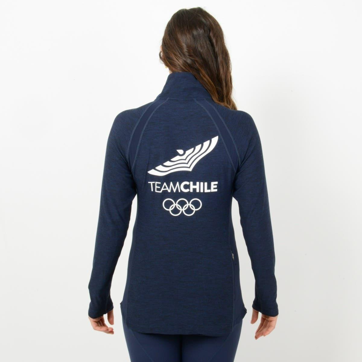 Polerón Running Mujer Sparta Team Chile Quarter Zip Azul-2