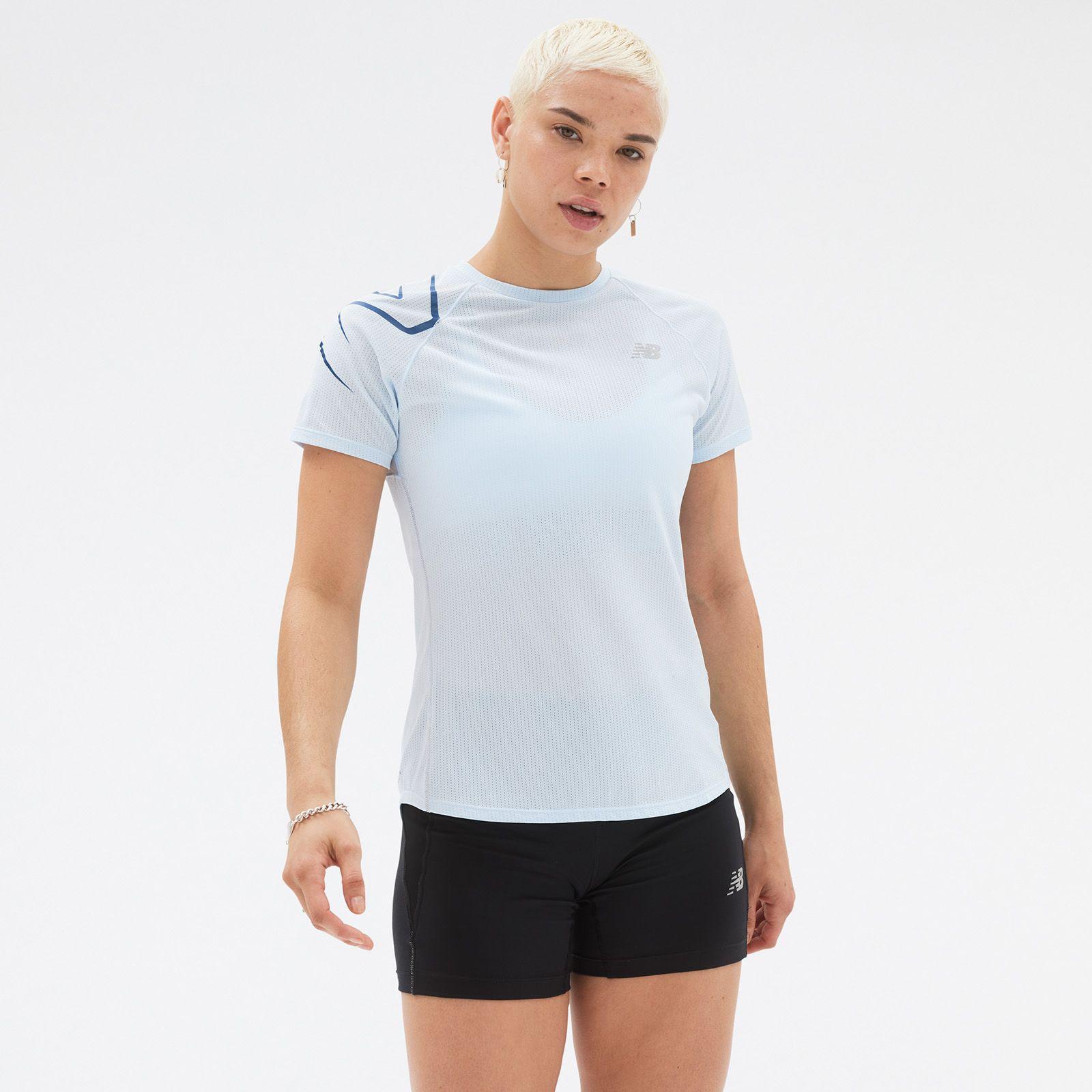 Polera Running Mujer New Balance Printed Impact Run Celeste-0