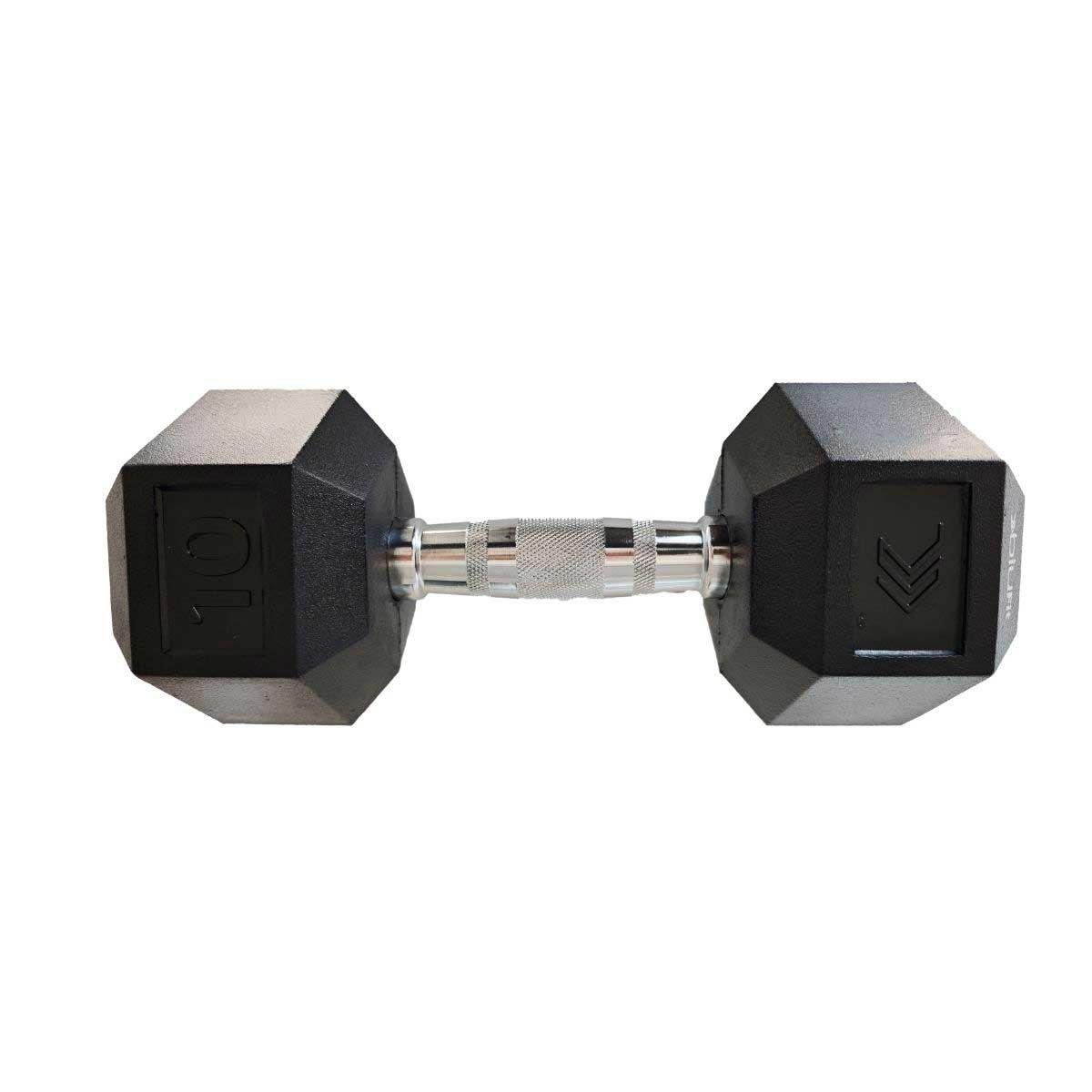 Mancuerna hexagonal entrenamiento Blu fit 10 kg negro-1
