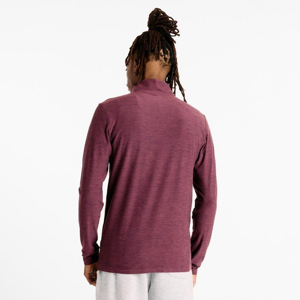 Polerón Running Hombre New Balance Space Dye 1/4 Zip Burdeo-1