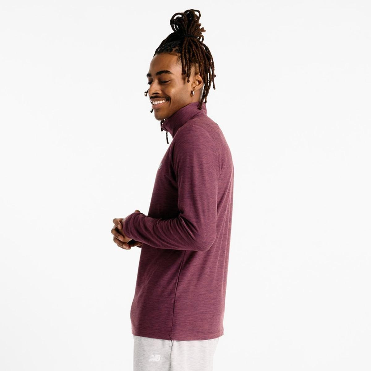 Polerón Running Hombre New Balance Space Dye 1/4 Zip Burdeo-3
