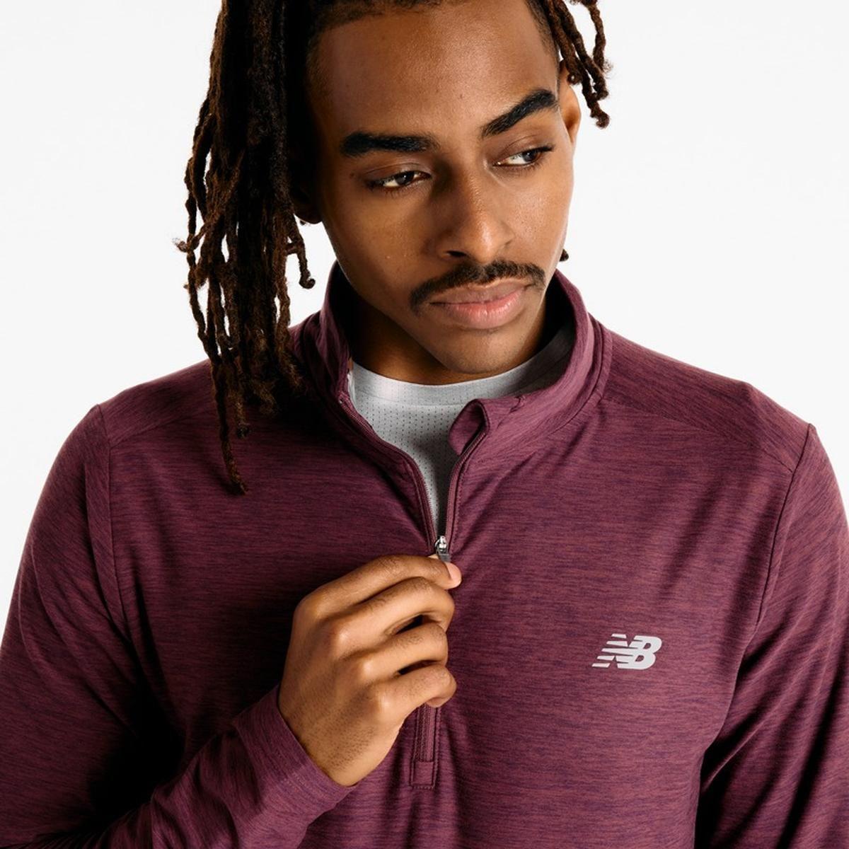 Polerón Running Hombre New Balance Space Dye 1/4 Zip Burdeo-4