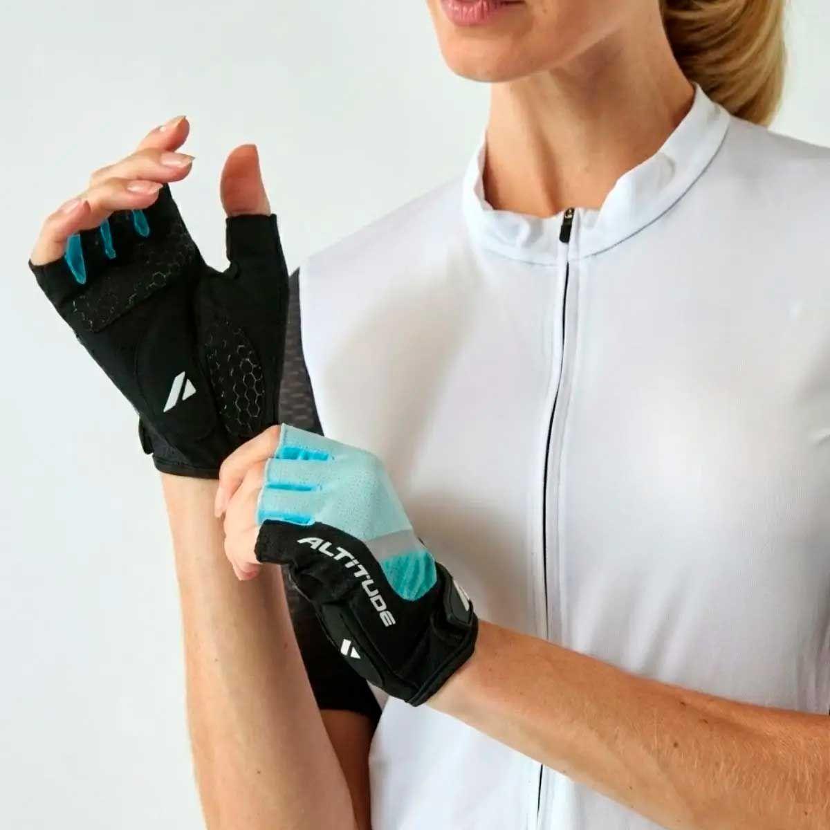 Guante ciclismo mujer Altitude MTB Short finger verde-3