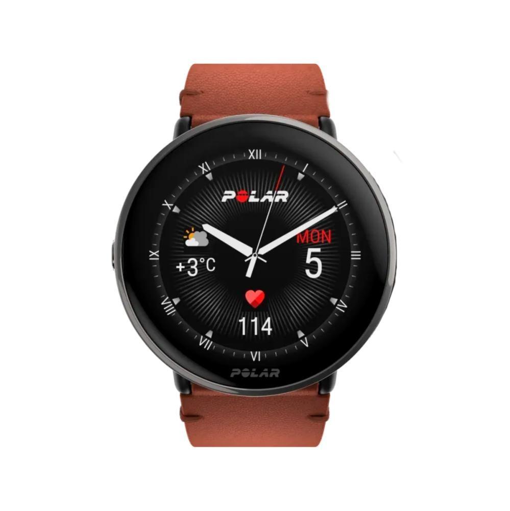 Reloj Fitness Polar Ignite 3 Titanium Leather Café-0