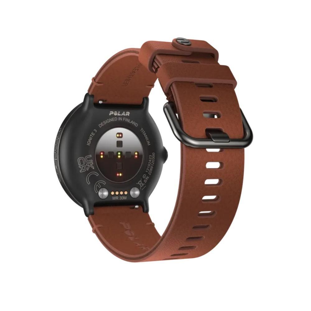 Reloj Fitness Polar Ignite 3 Titanium Leather Café-1