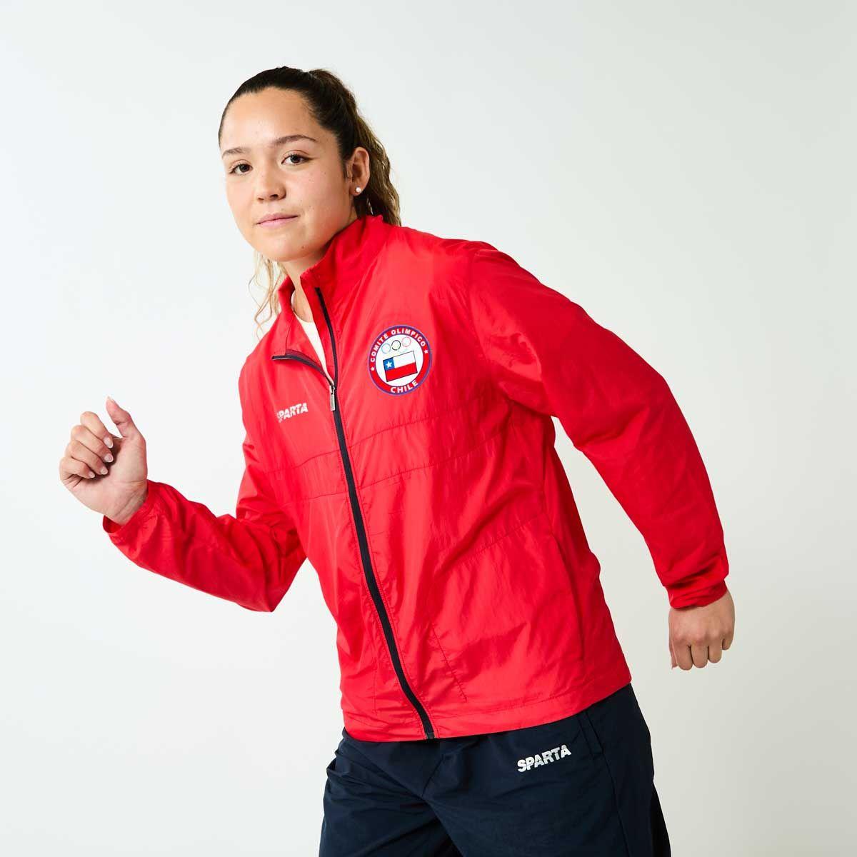 Cortaviento Mujer Sparta Team Chile Rojo-0
