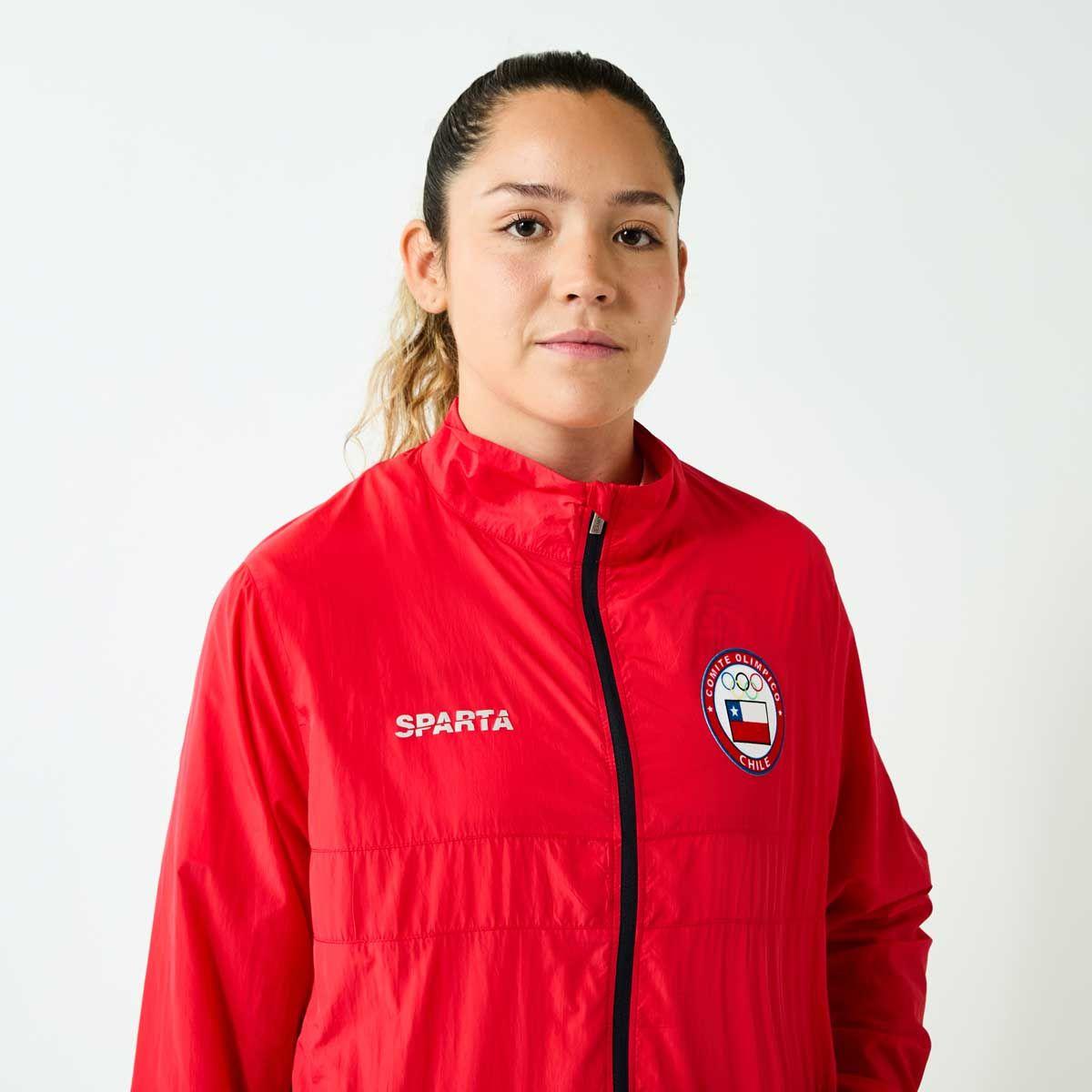 Cortaviento Mujer Sparta Team Chile Rojo-1