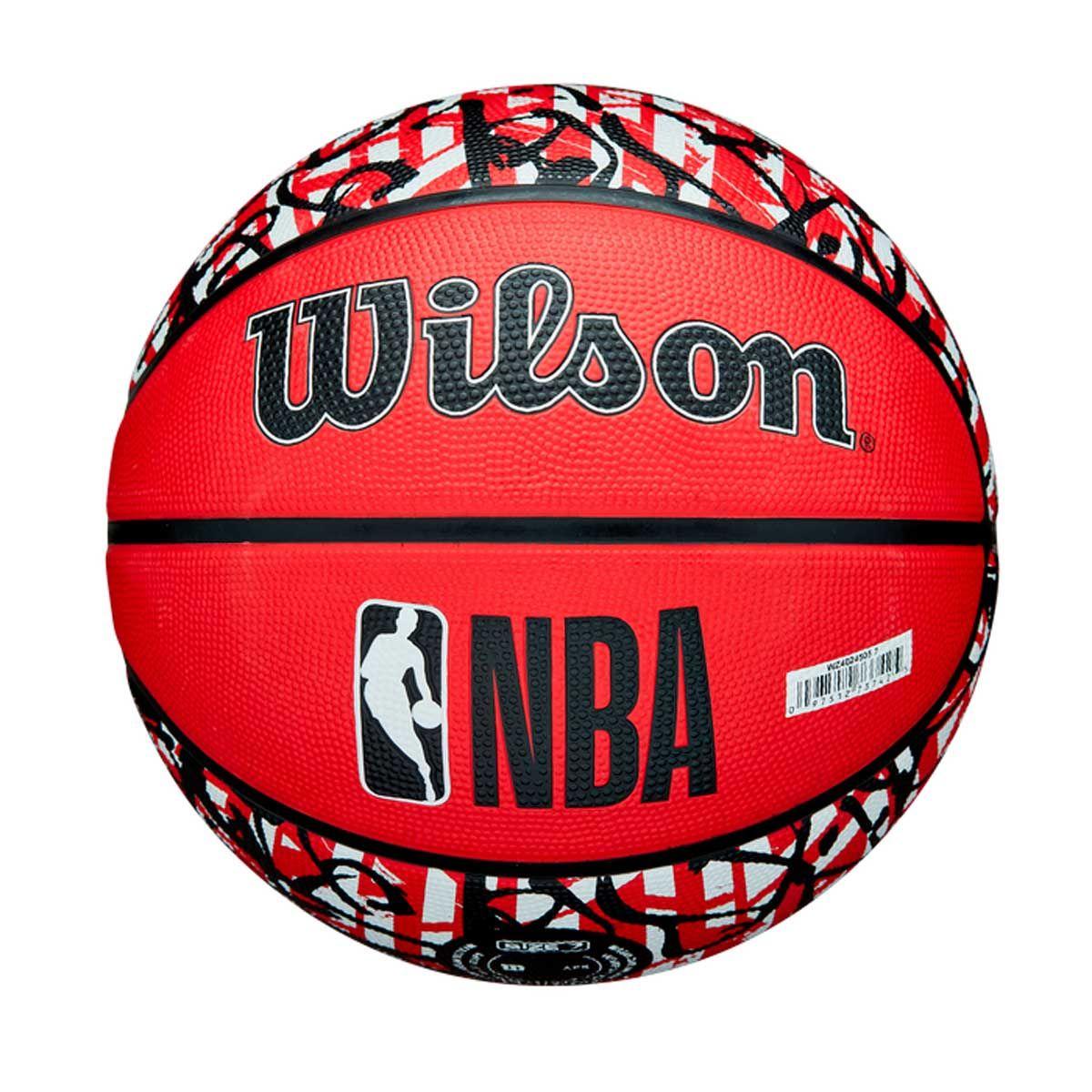 Balón Básquetbol Wilson NBA Team Graffiti Bulls N°7 Rojo-0