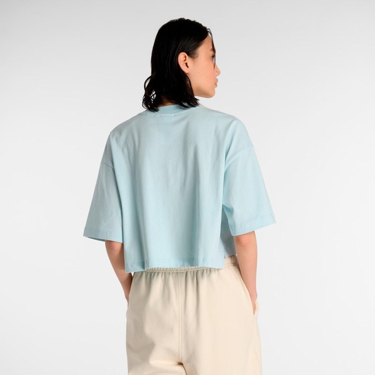 Polera Lifestyle Mujer New Balance Logo Oversized Celeste-1