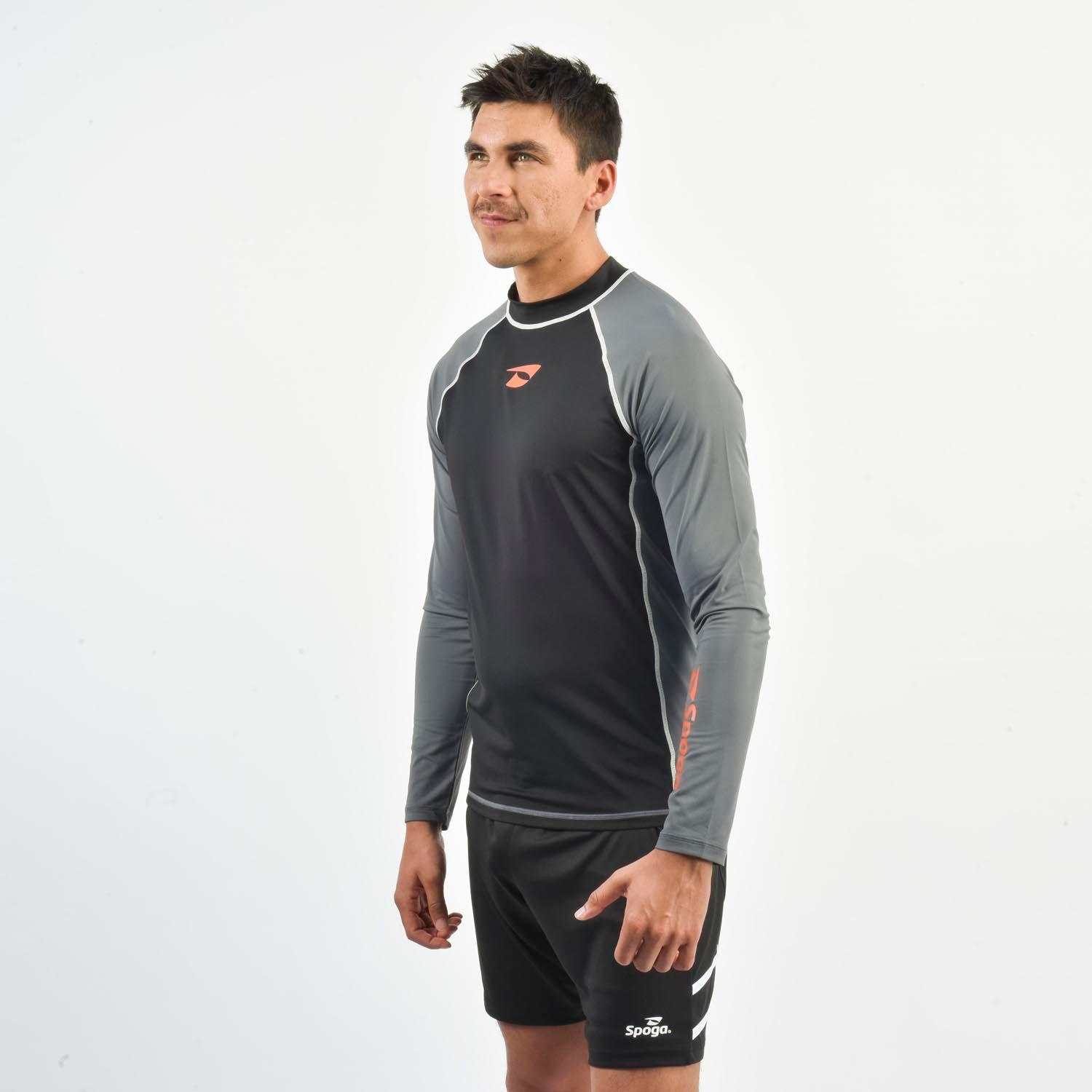 Polera UV Natación Hombre Spoga Negra/Gris-1