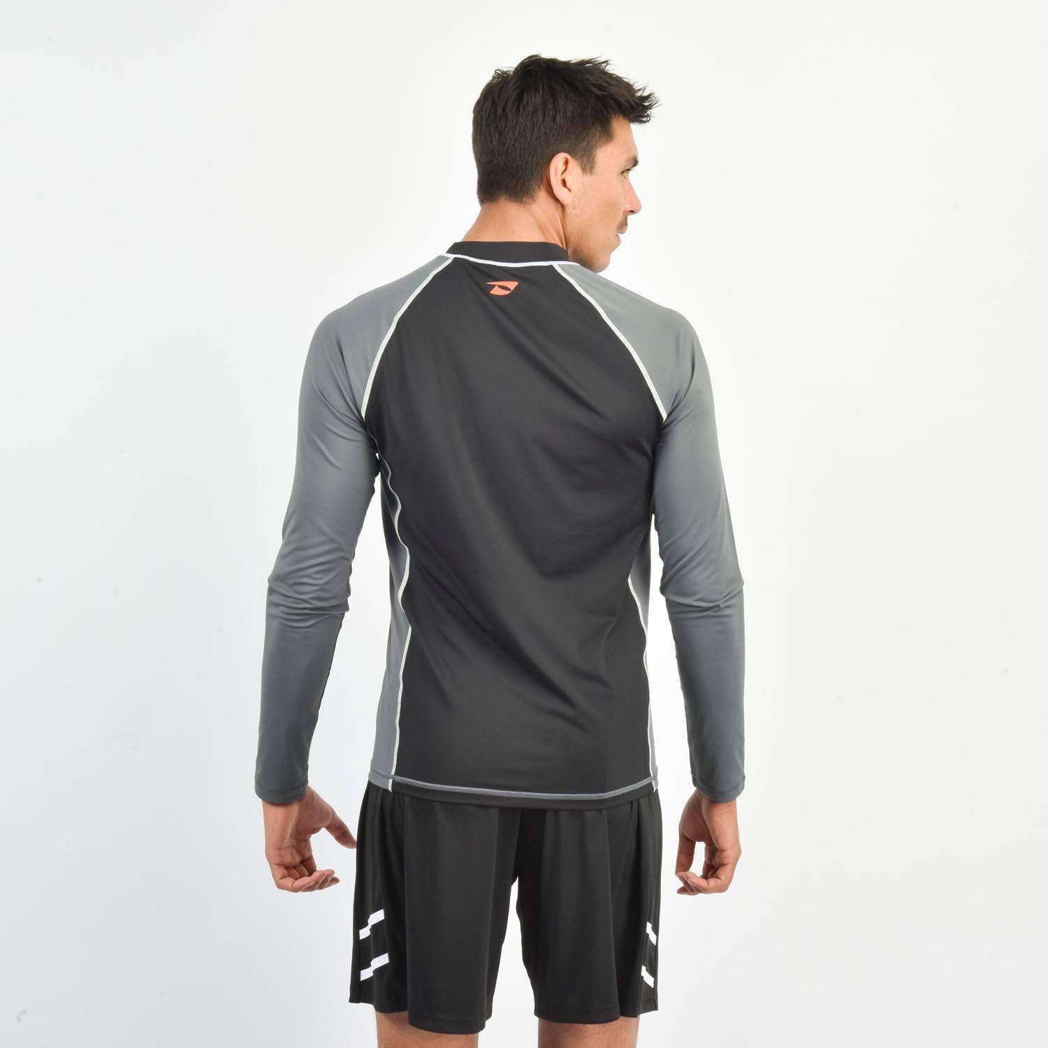 Polera UV Natación Hombre Spoga Negra/Gris-2