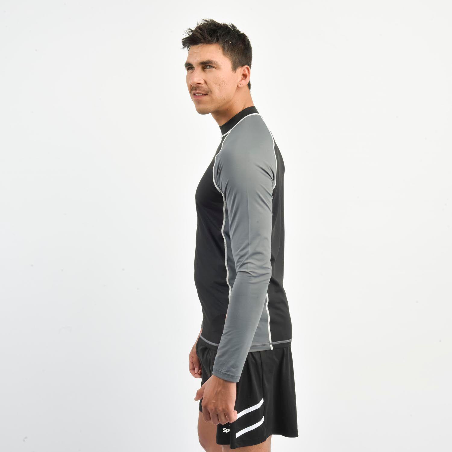 Polera UV Natación Hombre Spoga Negra/Gris-3