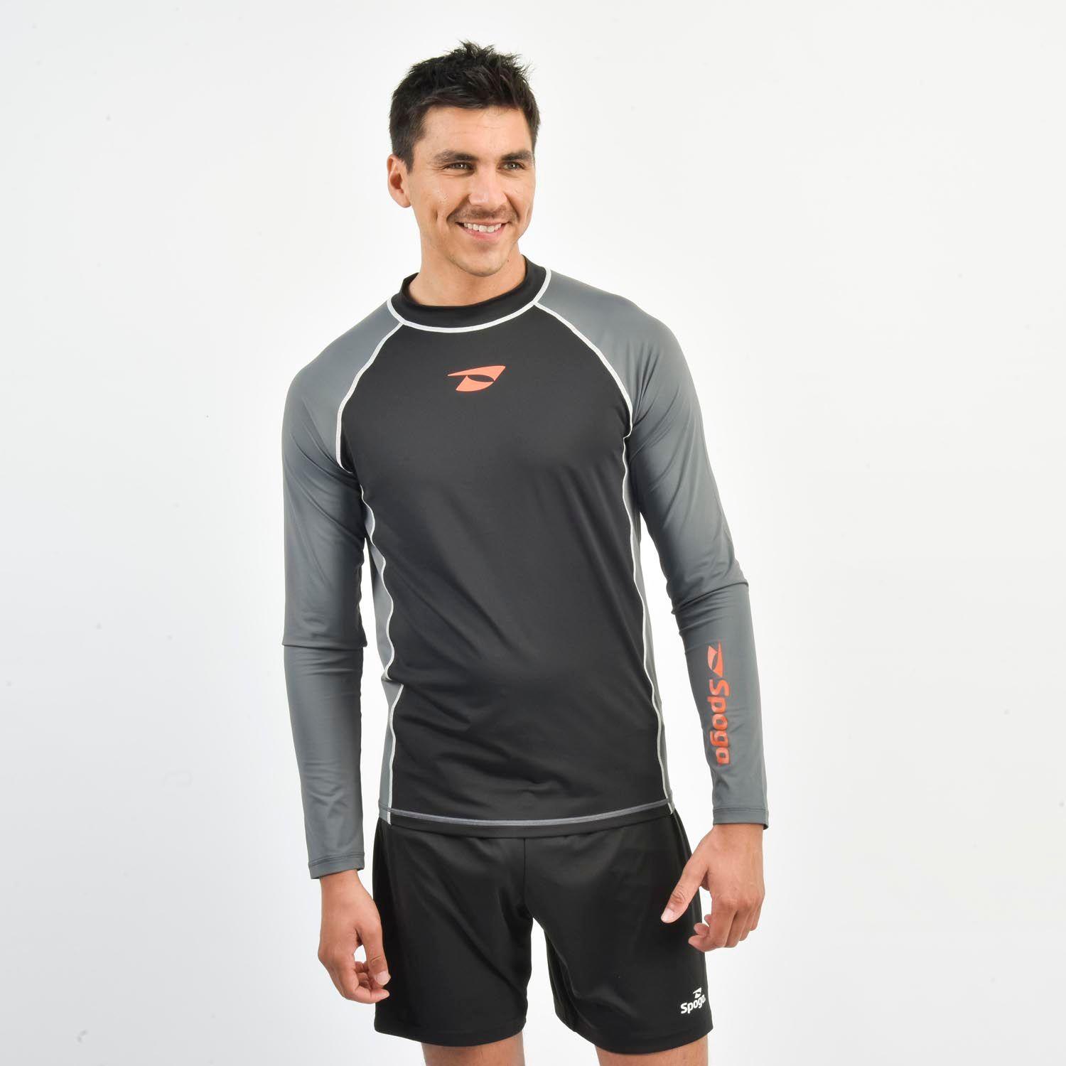 Polera UV Natación Hombre Spoga Negra/Gris-4
