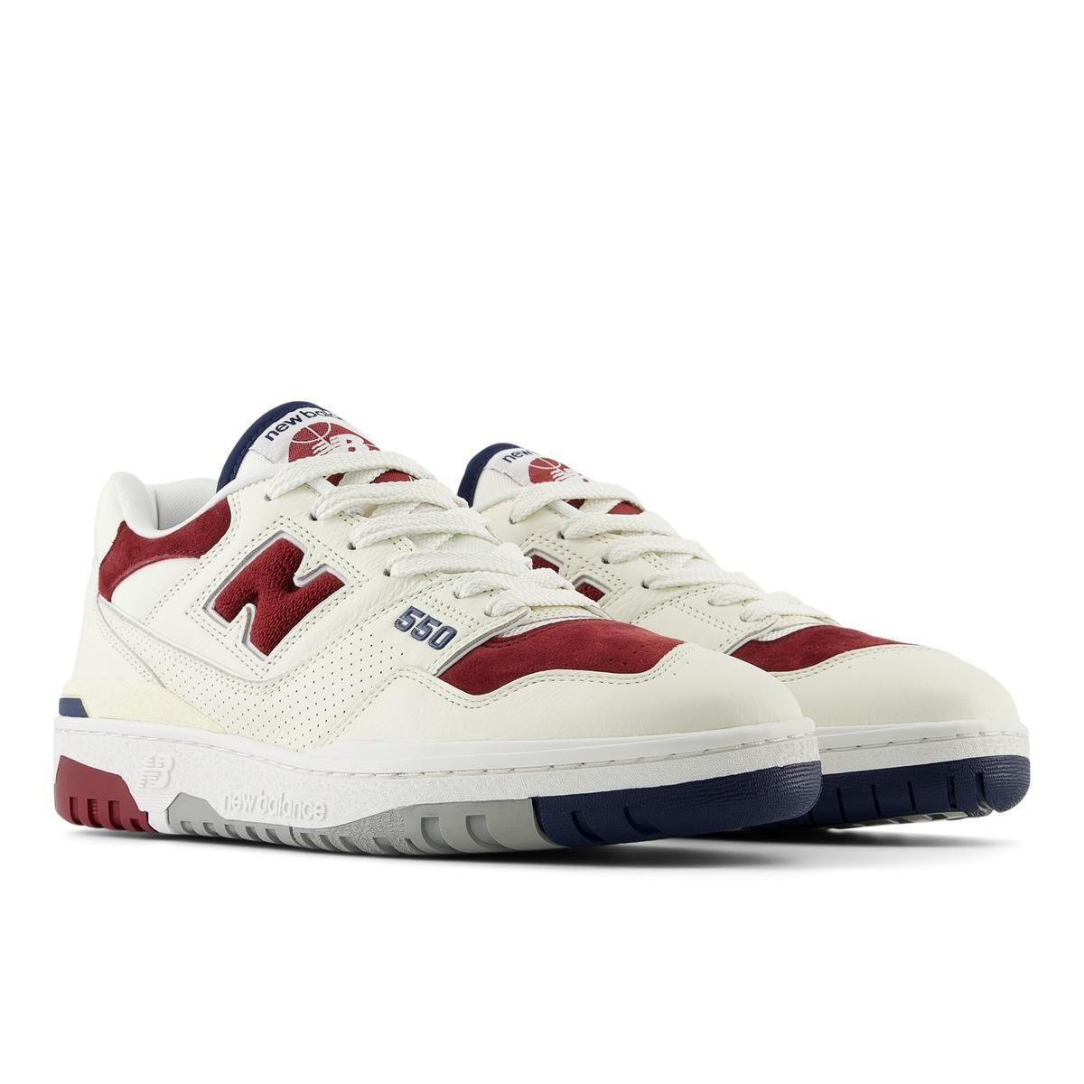 Zapatillas Urbanas Unisex New Balance 550 Blanca/Burdeo-3