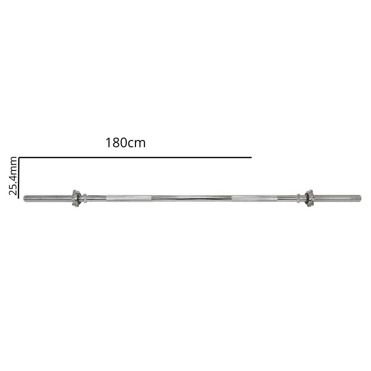 Barra recta larga Blu Fit acero cromado collares rosca 180cm-2