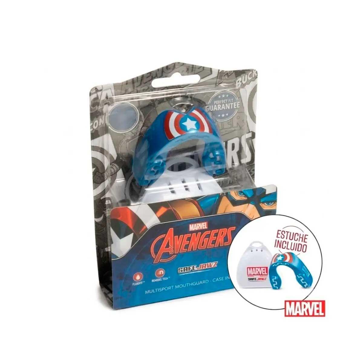 Protector bucal Adulto Safejawz Capitán América Marvel Azul-4