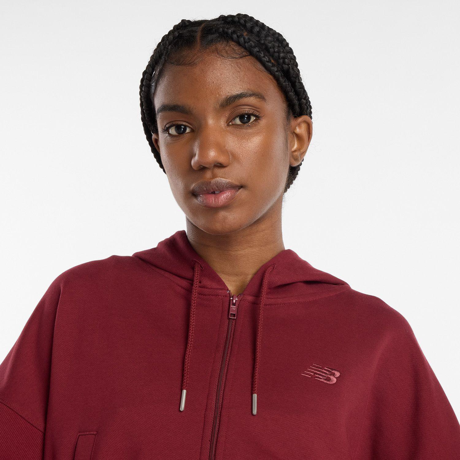 Poleron Lifestyle Mujer New Balance French Terry Full Burdeo-3