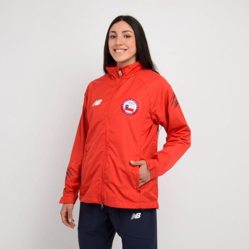 Chaqueta Mujer New Balance Team Chile Presentación Roja-1