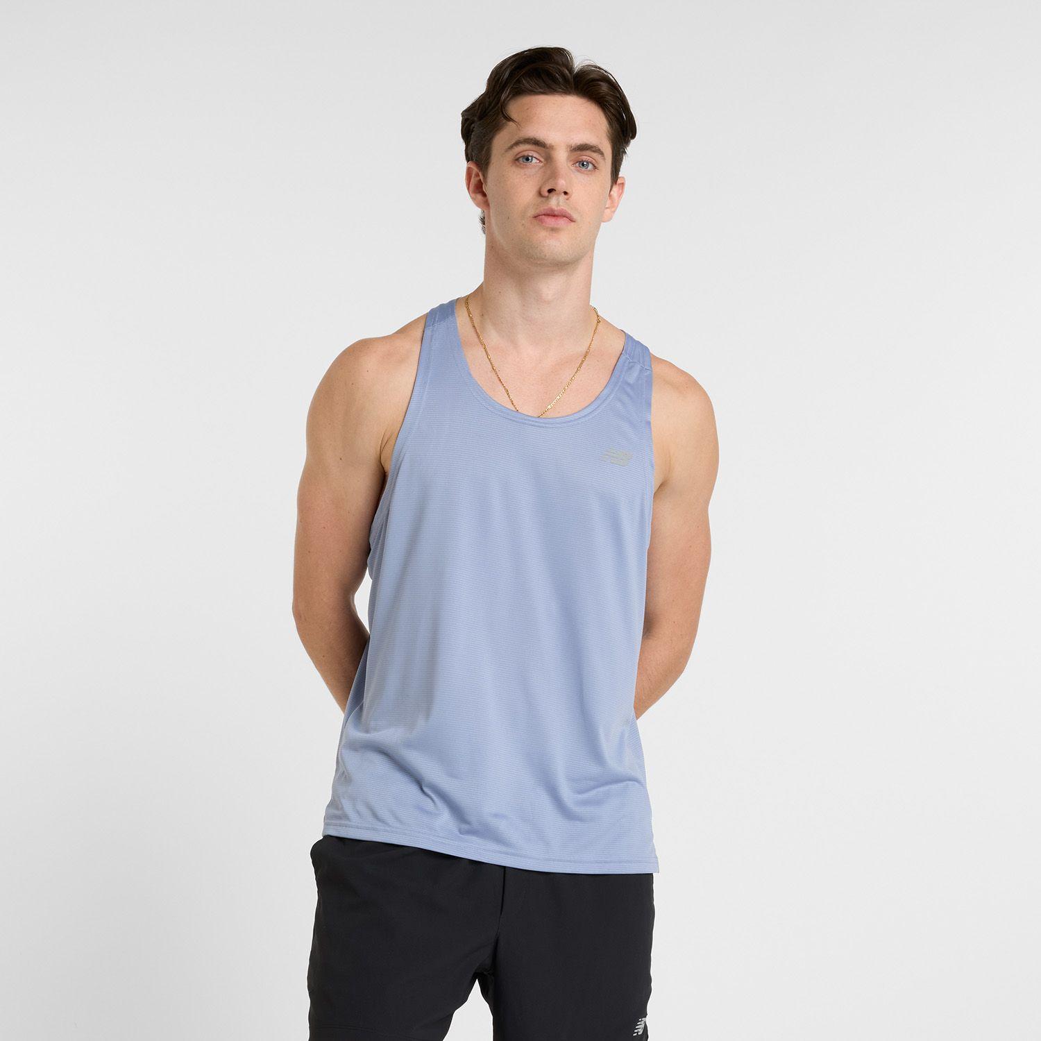 Polera Sin Mangas Running Hombre New Balance Celeste-0